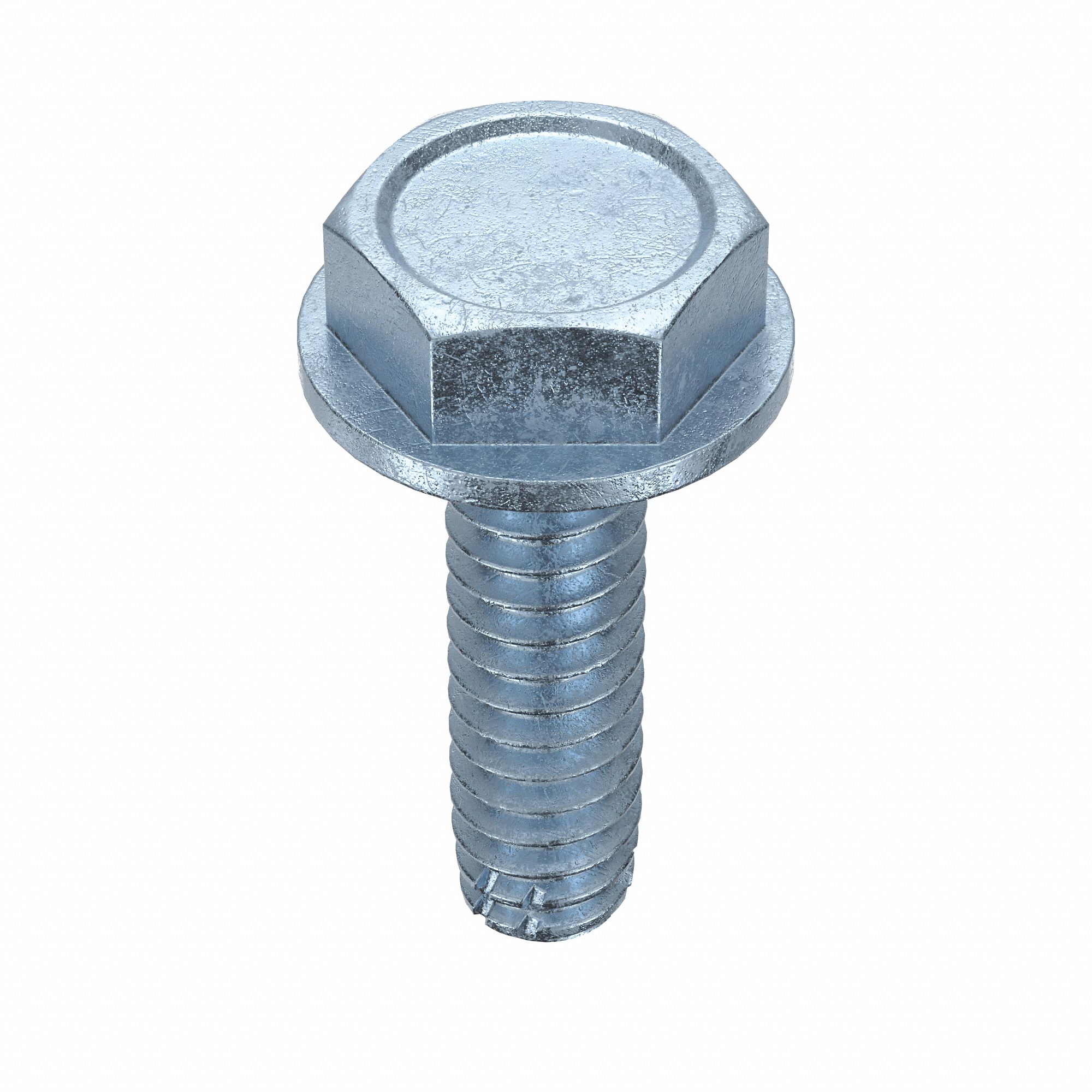 Thread-Cutting Screw: 6/32 in Size, 1/2 in Lg, Hex Washer, Slotted, Steel, Zinc-Plated, 100 PK