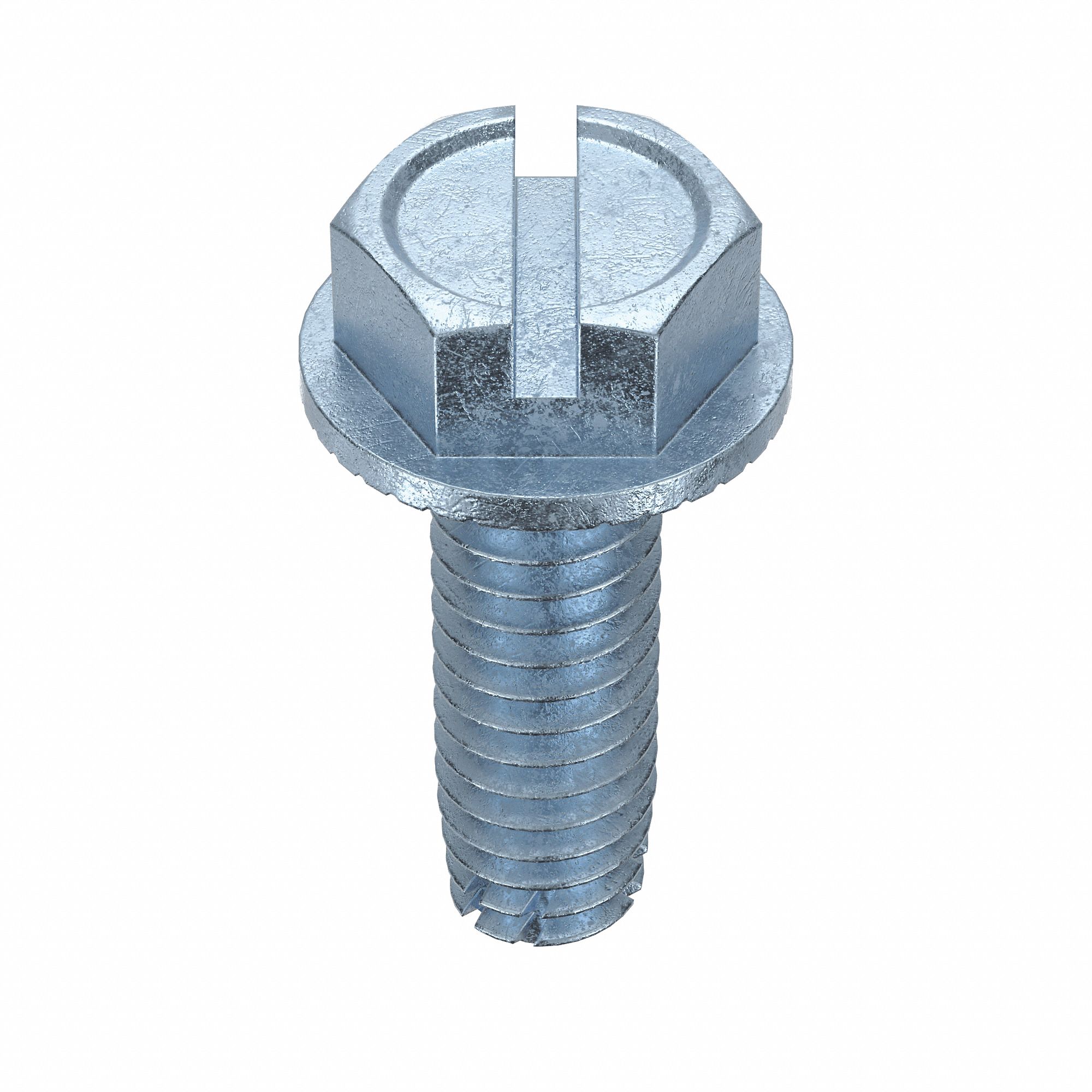 THREAD CUTTING SCREW, SIZE #8, ½ IN L, STEEL, ZINC PLATED, HEX WASHER, SLOTTED, 100 PK