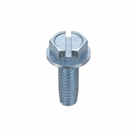Thread-Cutting Screw: 8/32 in Size, 3/4 in Lg, Hex Washer, Slotted, Steel, Zinc-Plated, 100 PK