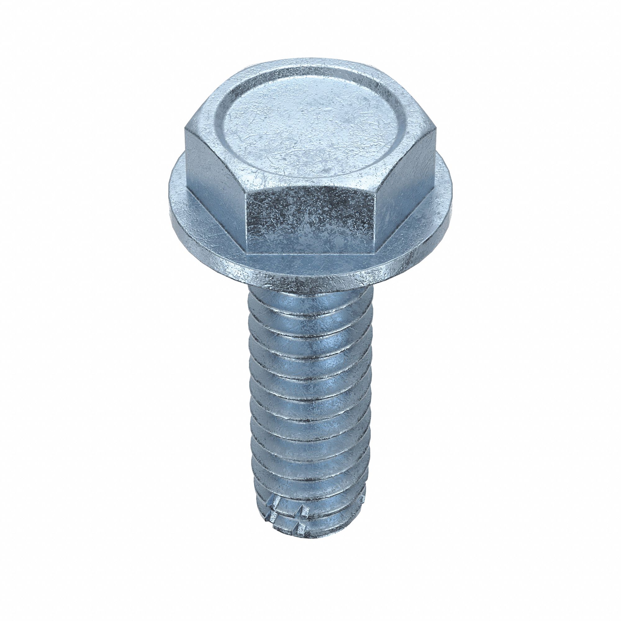 Thread-Cutting Screw: 10/24 in Size, 5/8 in Lg, Hex Washer, Slotted, Steel, Zinc-Plated, 100 PK