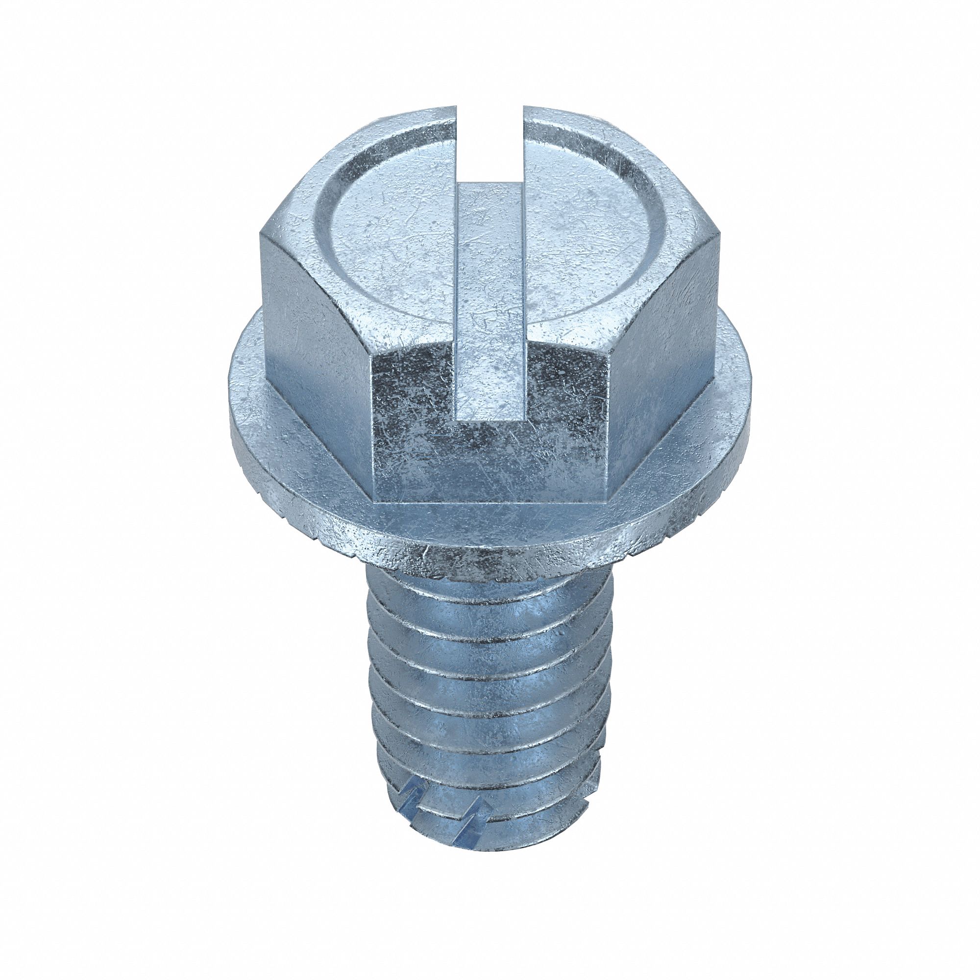 THREAD CUTTING SCREW, ¼ IN SIZE, ½ IN L, STEEL, ZINC PLATED, HEX WASHER, SLOTTED, 50 PK