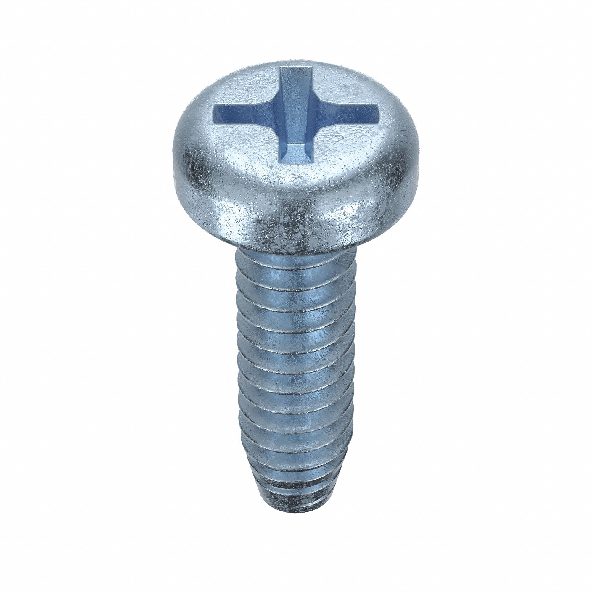 Thread-Cutting Screw: 4/40 in Size, 3/8 in Lg, Pan, Phillips, Steel, Zinc-Plated, 100 PK