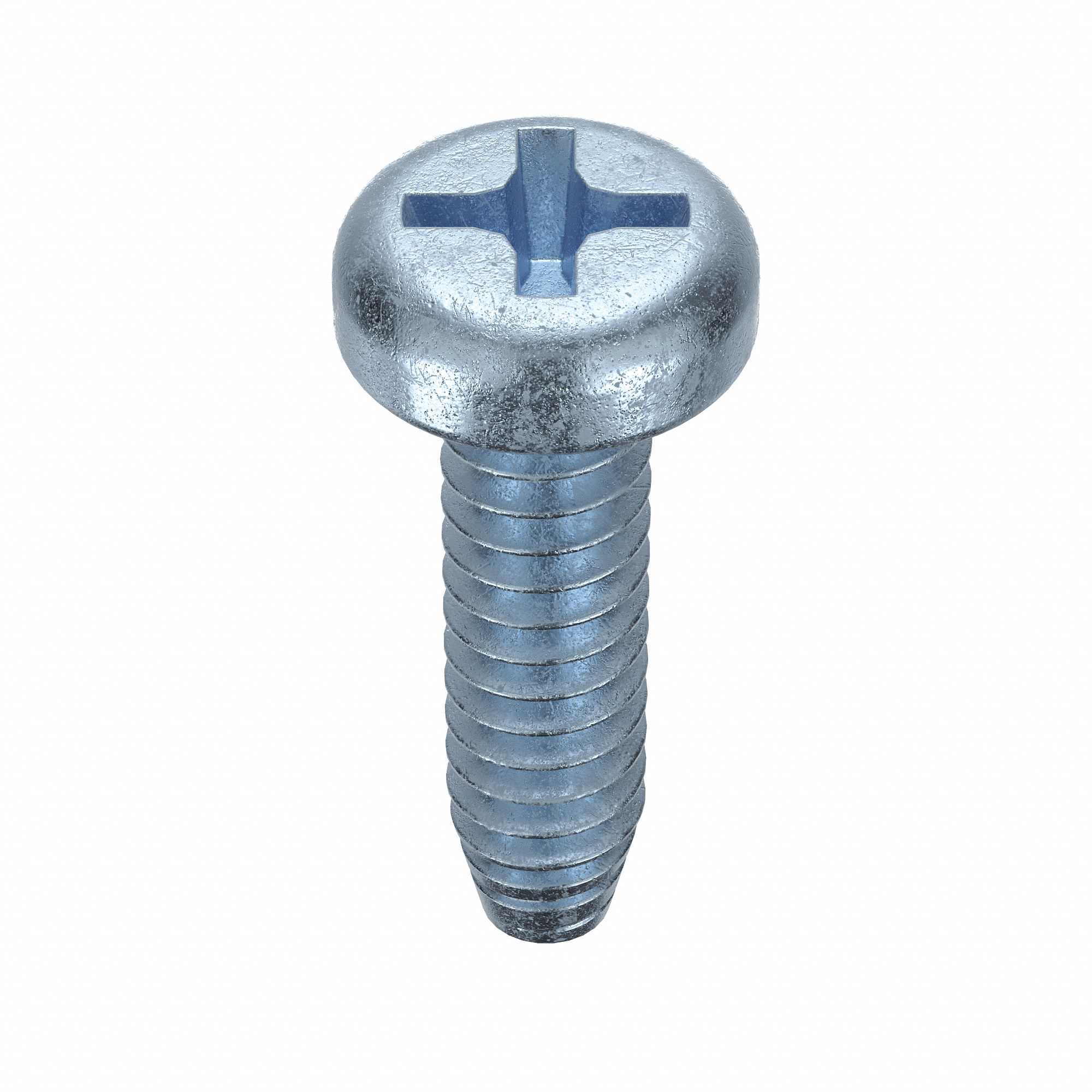 Thread-Cutting Screw: 6/32 in Size, 1/2 in Lg, Pan, Phillips, Steel, Zinc-Plated, 100 PK