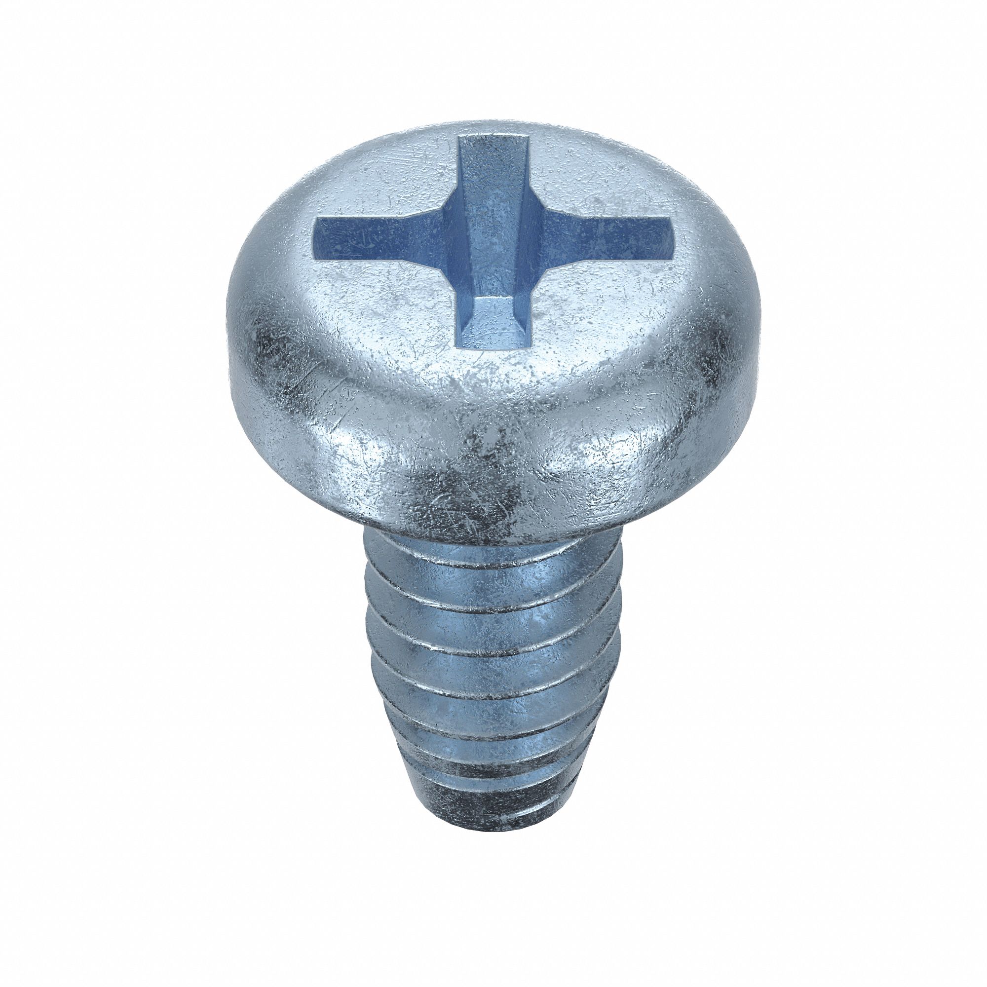 Thread-Cutting Screw: 10/24 in Size, 3/8 in Lg, Pan, Phillips, Steel, Zinc-Plated, 100 PK