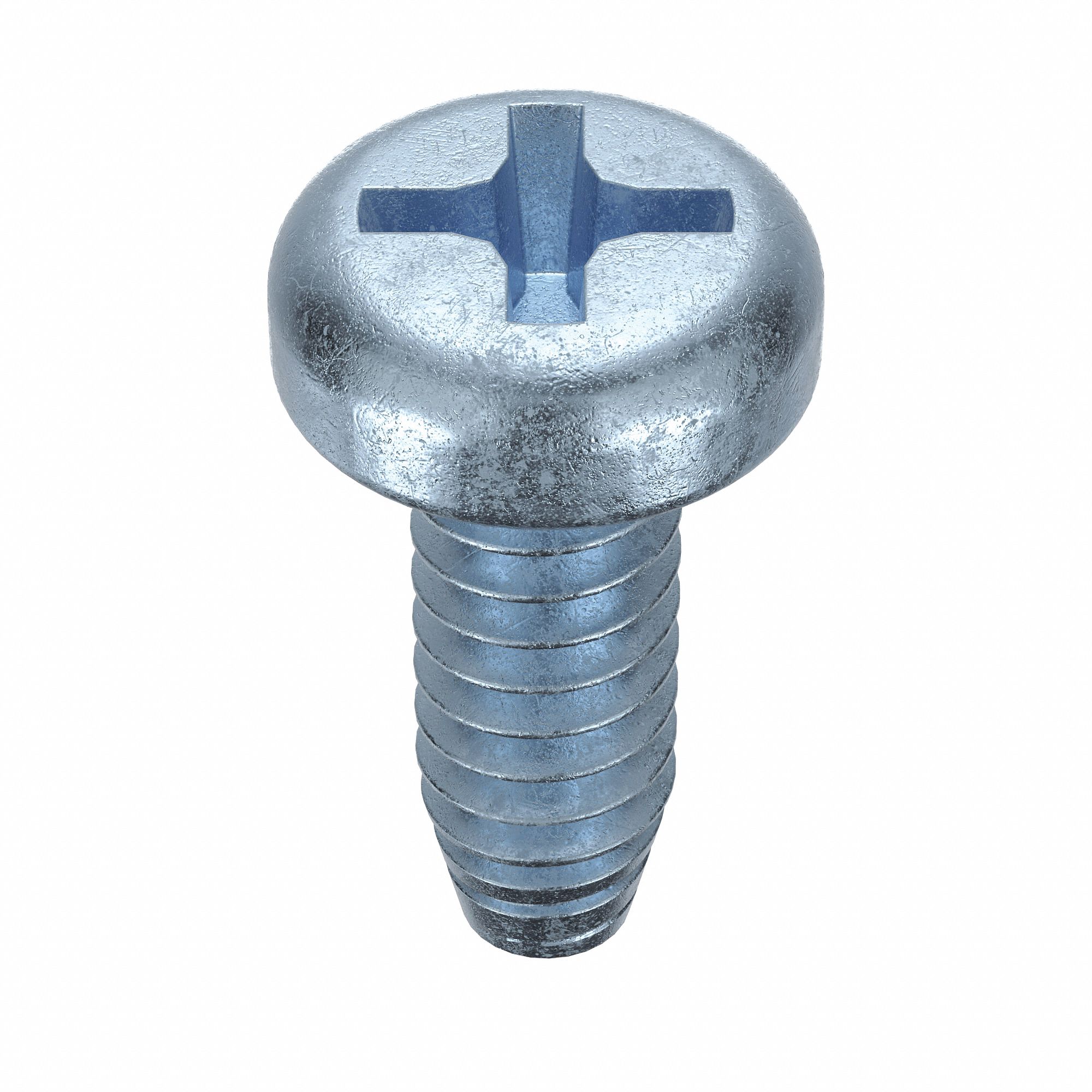Thread-Cutting Screw: 10/24 in Size, 1/2 in Lg, Pan, Phillips, Steel, Zinc-Plated, 100 PK