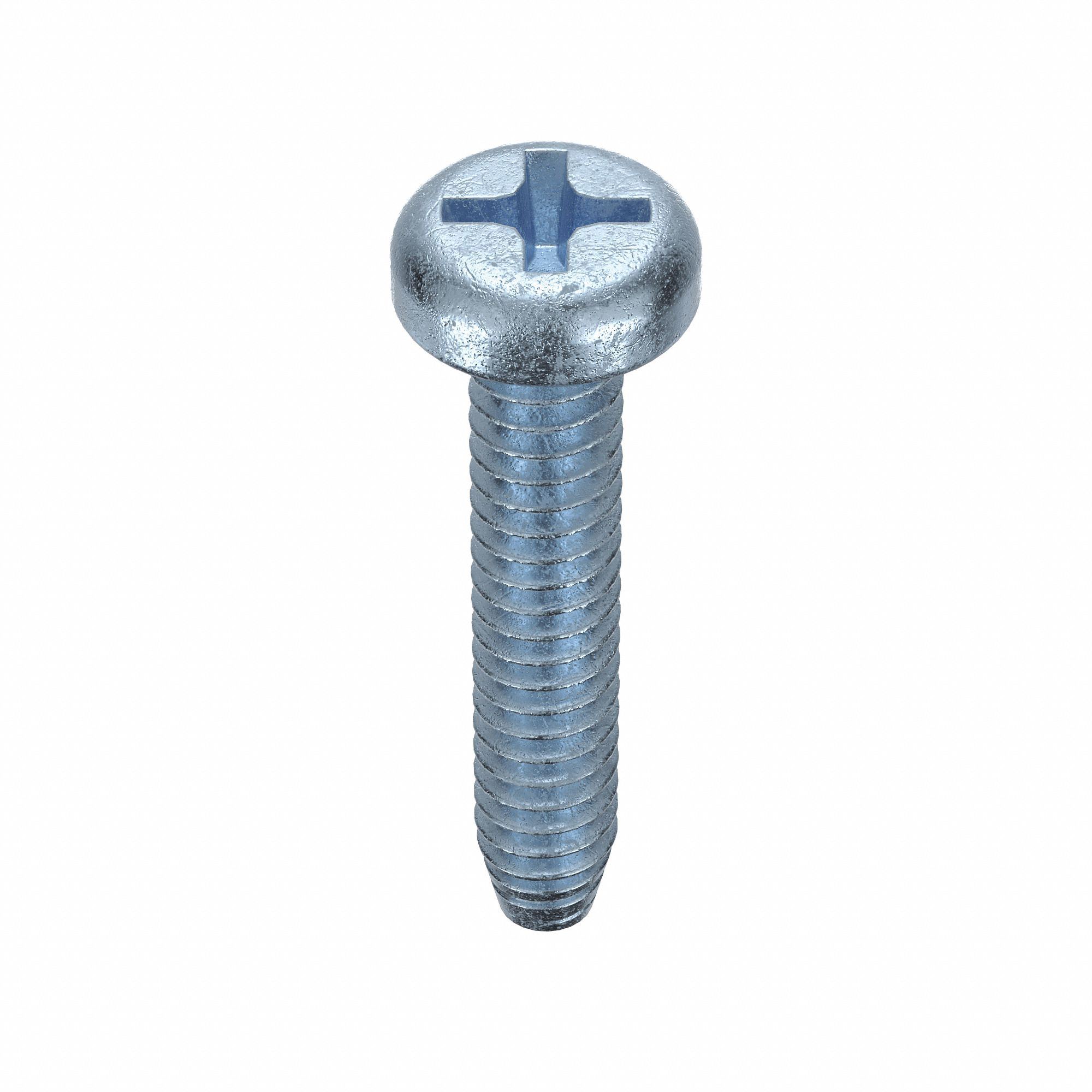 Thread-Cutting Screw: 10/24 in Size, 1 in Lg, Pan, Phillips, Steel, Zinc-Plated, 50 PK