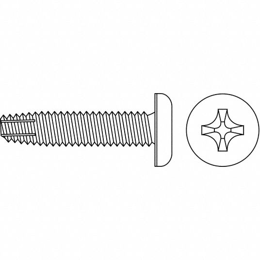 GRAINGER APPROVED Thread Cutting Screw, F, Pan, 1032, Hardened Steel