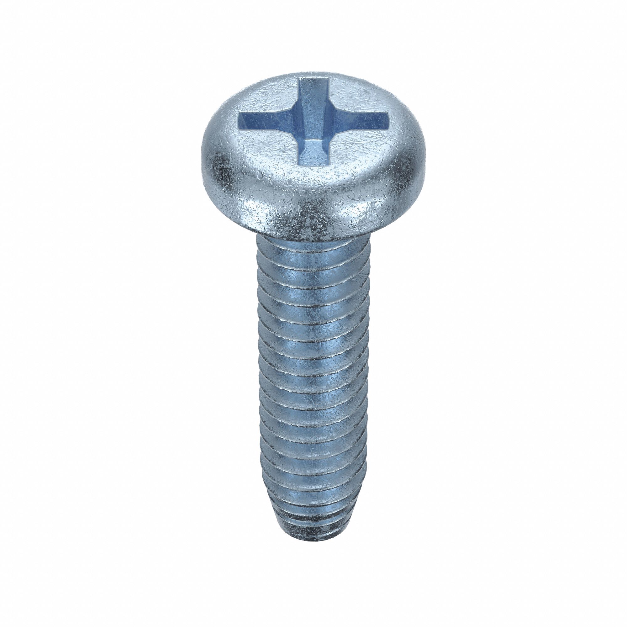 Thread-Cutting Screw: 1/4" Size, 1 in Lg, Pan, Phillips, Steel, Zinc-Plated, 25 PK