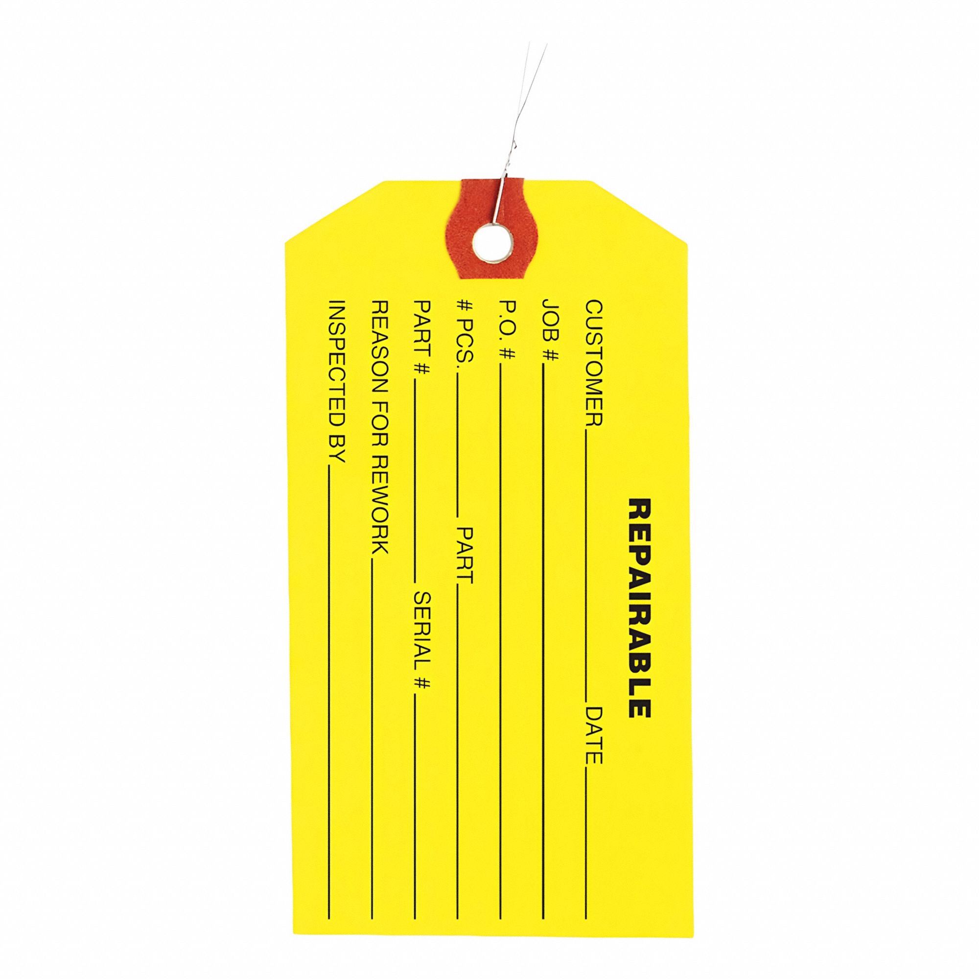 Tag: Repairable, 2 3/8 in Wd, 4 3/4 in Ht, Yellow, Rectangle, Semi-Gloss, Paper, Indoor, 1, 000 PK