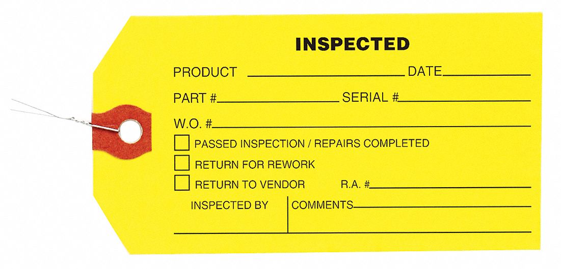 GRAINGER APPROVED Inspection Tag, 4 3/4 in Height, 2 3/8 in Width, Paper, PK 1000 1HAB41HAB4