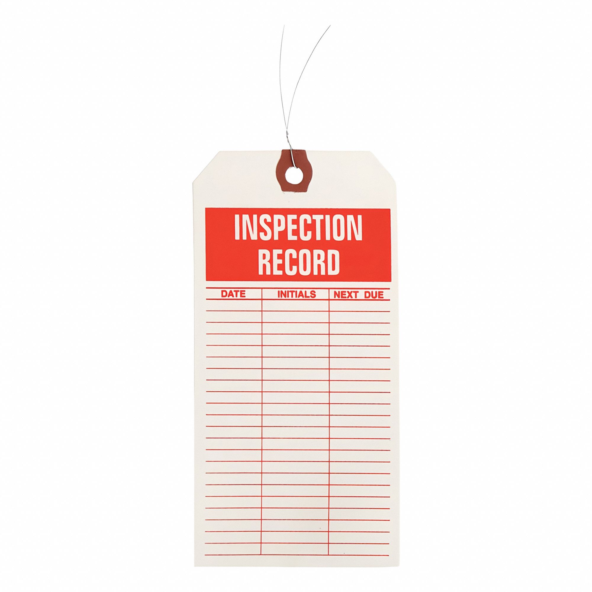 Tag: Inspection Record, 3 1/8 in Wd, 6 1/4 in Ht, White, Rectangle, Semi-Gloss, Paper, 1, 000 PK