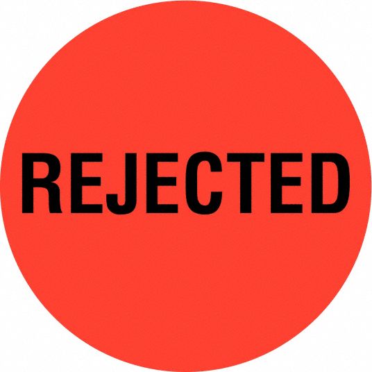 Inventory Control Label, Rejected, Red, Paper, PK 1000 - Grainger