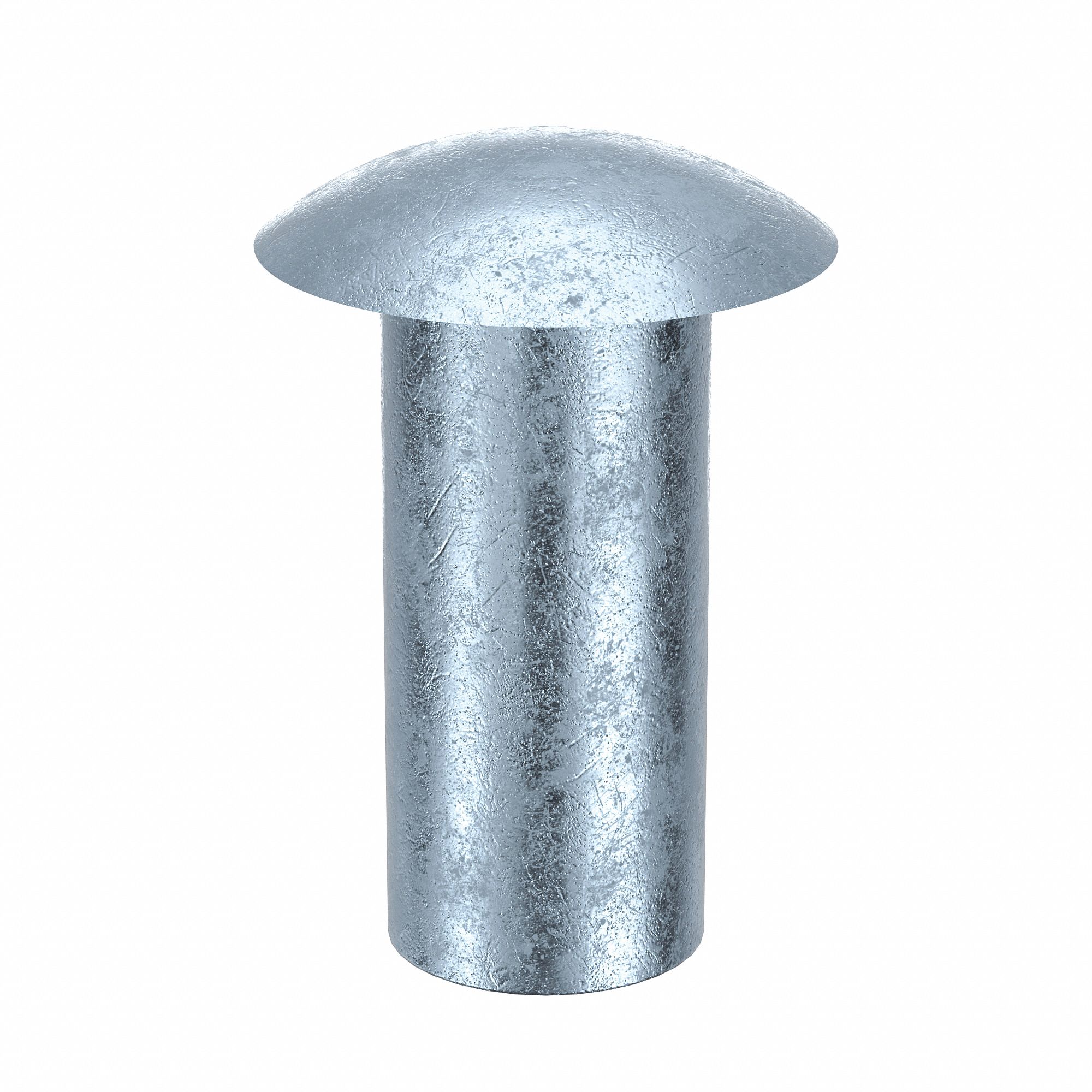 Semi-Tubular Rivet, 9/16" L, PK50: Inch, Semi-Tubular Rivet, 0.248 in Shank Dia, Steel, Dome, 50 PK