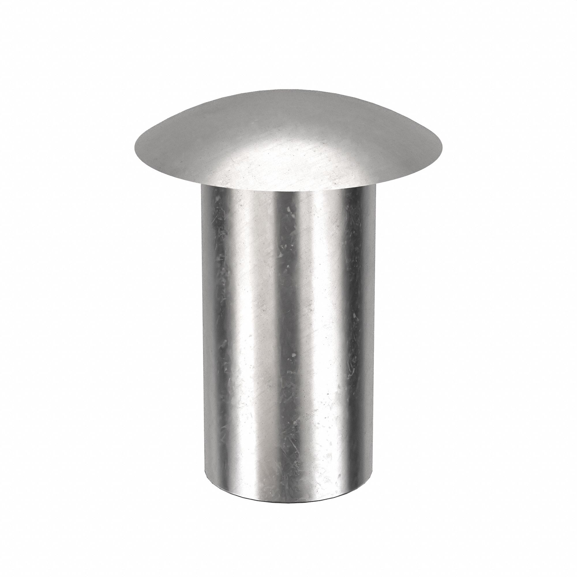 0.134 to 0.141 Hole Diam, Round Head, Zinc Plated Steel, Semi Tubular Rivet