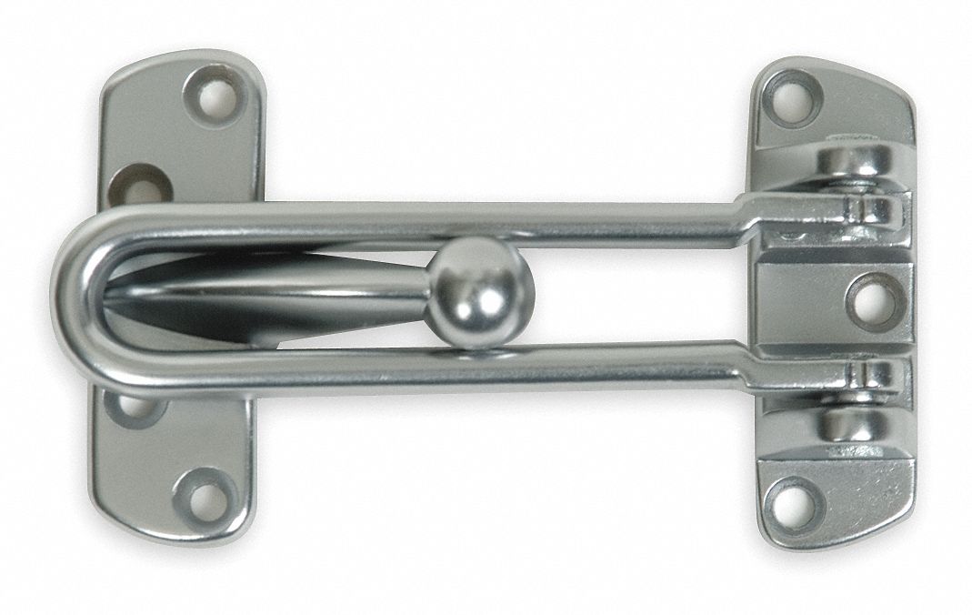 Swing Bar Door Guard Satin Chrome Length 4 1 4 Width 2 1 2