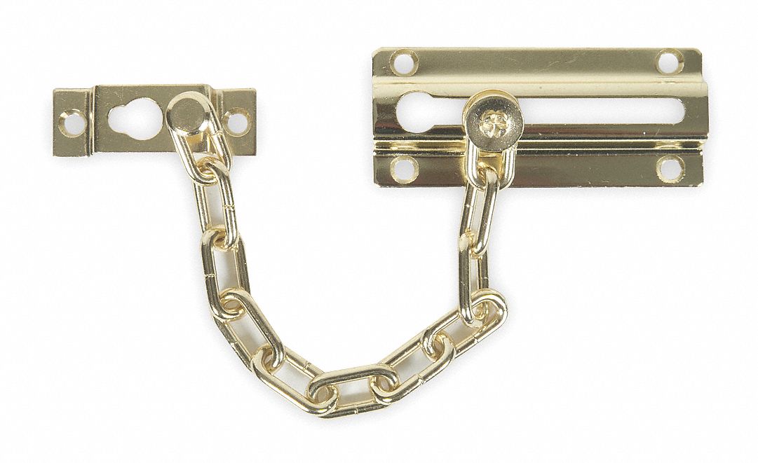 1HEX5 - Chain Door Guard Slide Bar Brass Plated