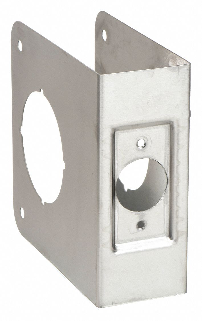 Door Reinforcer: 4 1/8 in Dp, 1 3/4 in Wd, 4 1/2 in Ht, Stainless Steel