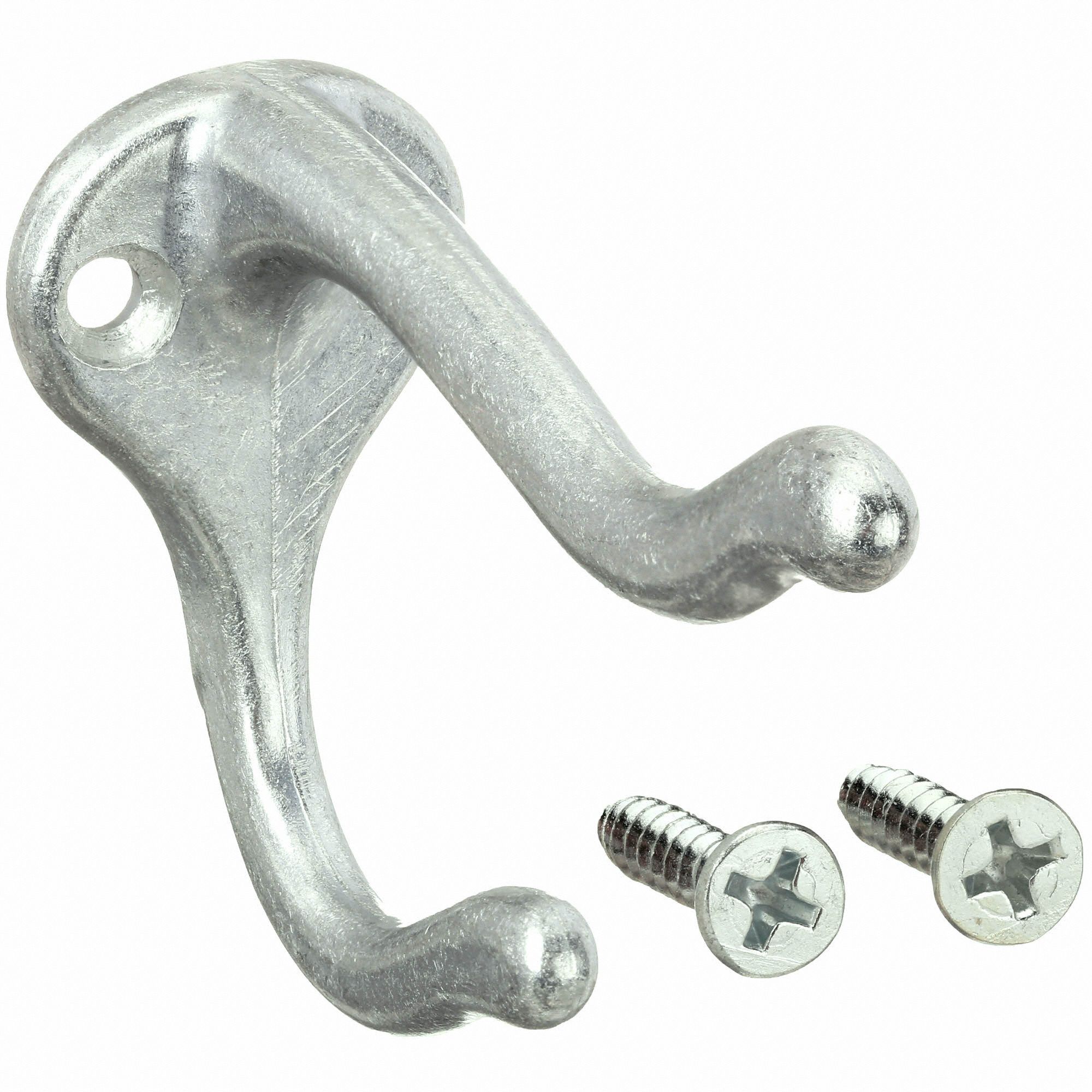 GRAINGER APPROVED Wardrobe Hook 1 Hooks, Zinc, Unfinished, 2 3/4 in