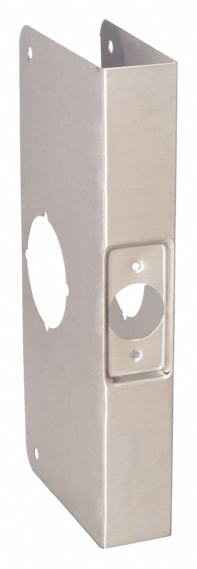 Door Reinforcer: 4 1/8 in Dp, 1 3/8 in Wd, 9 in Ht, Stainless Steel