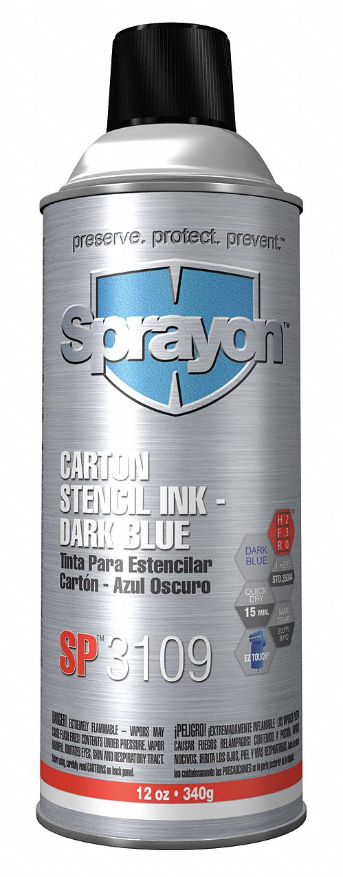 SPRAYON S03109000 Stencil Ink,Aerosol Can,Dark Blue,12 oz. 75577931095 eBay