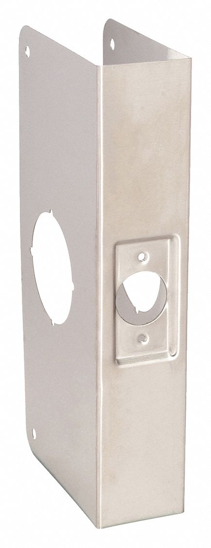 Door Reinforcer: 4 1/8 in Dp, 1 3/4 in Wd, 9 in Ht, Stainless Steel