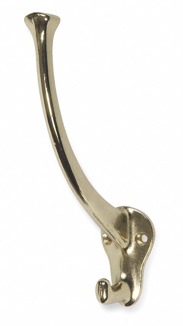 GRAINGER APPROVED Coat and Garment Hook, 2 Ends, Brass - 1HHL7|1HHL7 ...