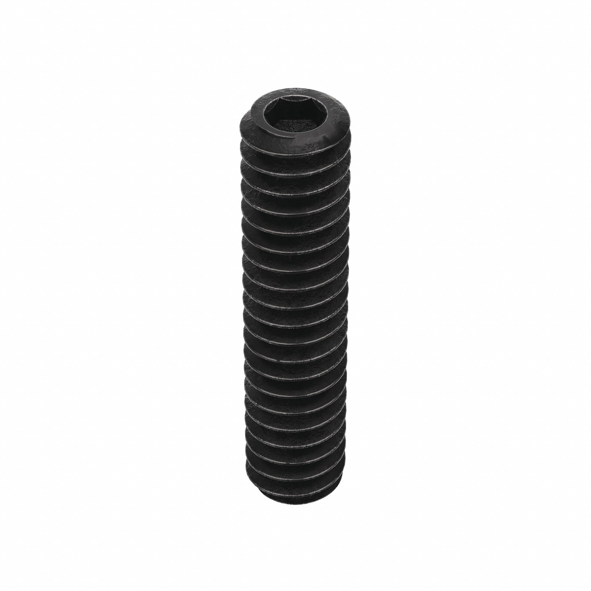 Socket Set Screw: #10-24 Thread Size, 7/8 in Overall Lg, Cup pt, Alloy Steel, Black Oxide, 100 PK
