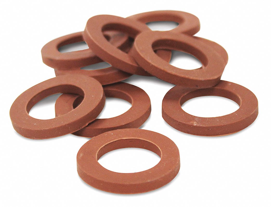 Garden Hose Washers: For 3/4 in Hose I.D., Rubber, Red, 60 psi Max. Working Pressure @ 70 F, 10 PK