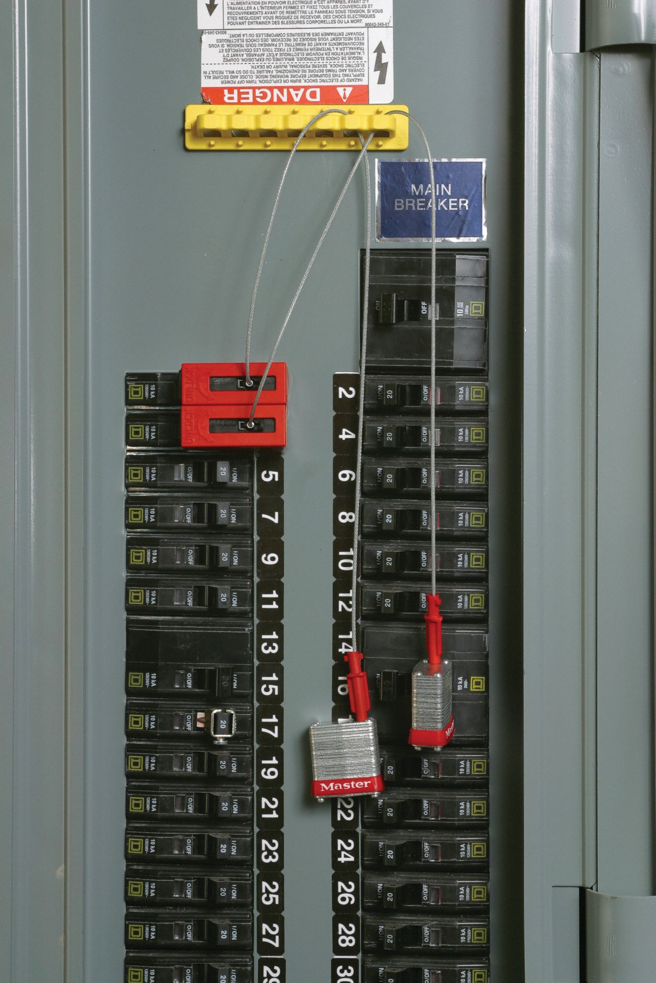 BRADY Circuit Breaker Locking Cable Kit, Cable Shackle Lockout Type