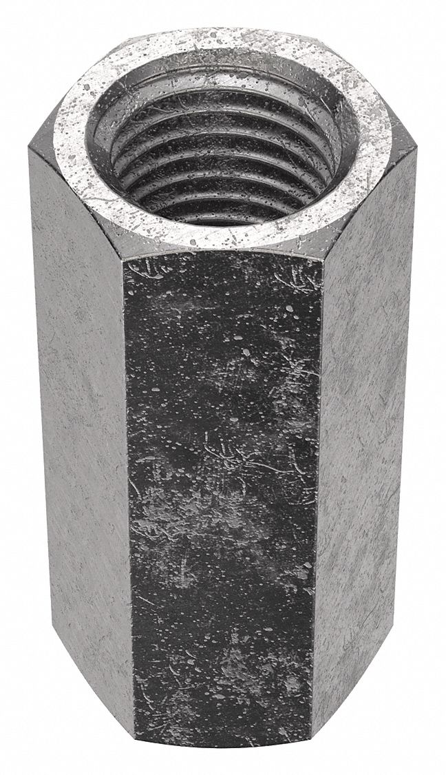Coupling Nut: Plain, 18-8, Stainless Steel, 7/16"-20 Thread, 9/16 in Hex Wd, 1 1/4 in Lg, 5 PK