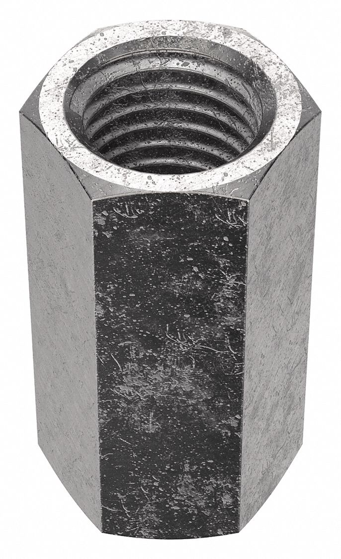 Coupling Nut: Plain, 18-8, Stainless Steel, 1"-8 Thread, 1 1/4 in Hex Wd, 2 1/2 in Lg