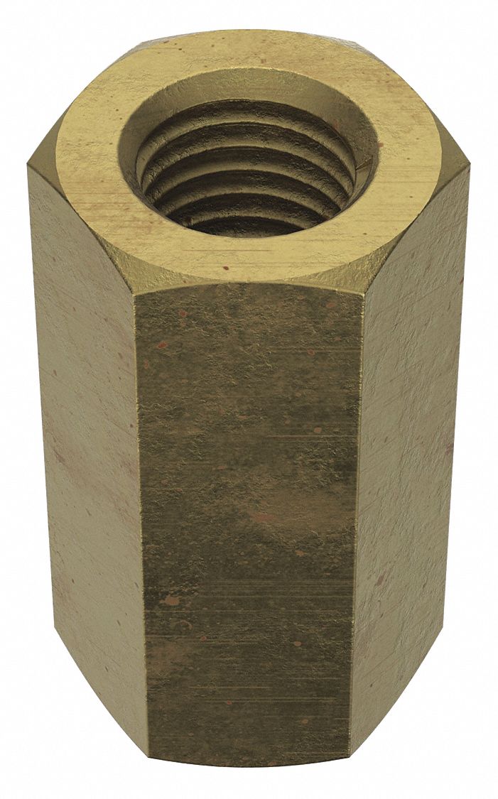 Coupling Nut: Zinc-Plated, Grade 8, Steel, 7/8"-9 Thread, 1 5/16 in Hex Wd, 2 1/2 in Lg