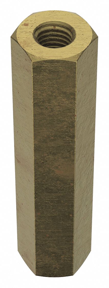 Coupling Nut: Zinc-Plated, Grade 2, Steel, 5/8"-11 Thread, 1 1/8 in Hex Wd, 5 in Lg, 2 PK