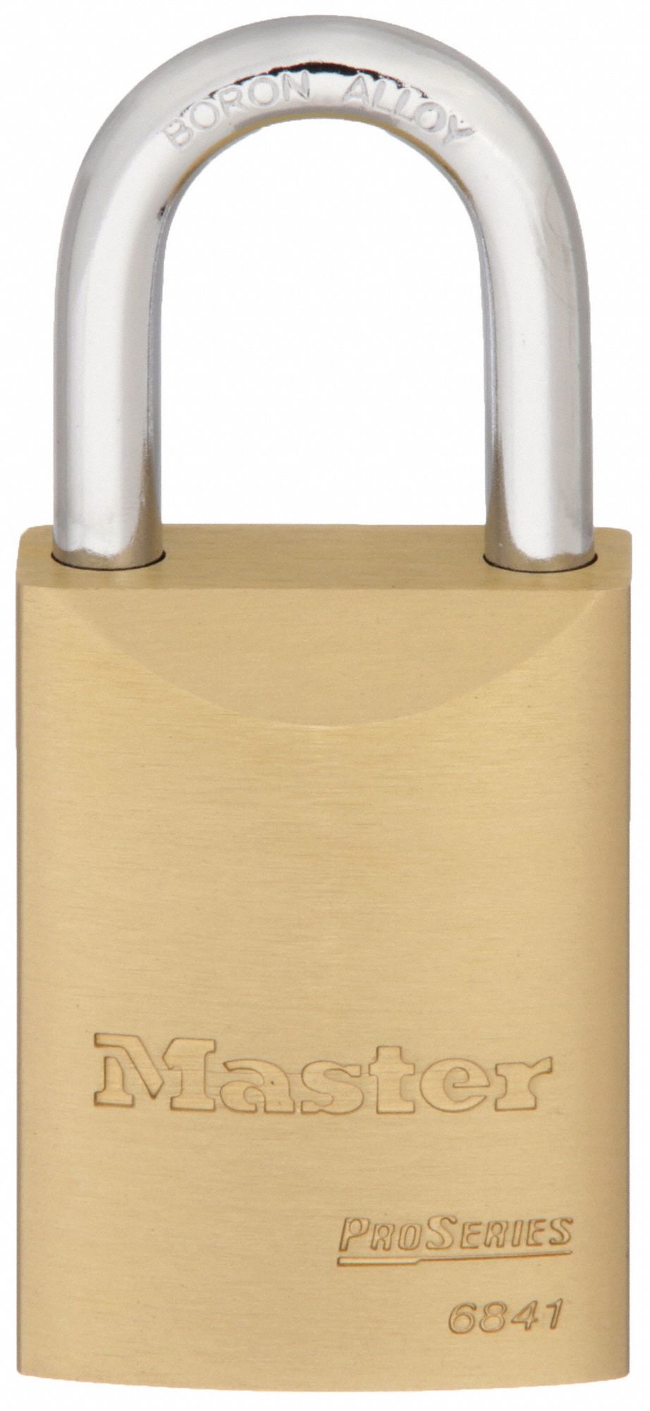 Padlock: Brass, Unfinished, Gold, Std Shackle, Boron Alloy, 1 3/16 in Vert Clearance