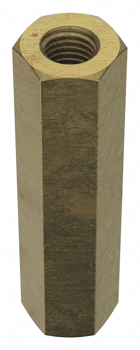 Coupling Nut: Zinc-Plated, Grade 2, Steel, 3/4"-10 Thread, 1 1/4 in Hex Wd, 5 in Lg, 2 PK