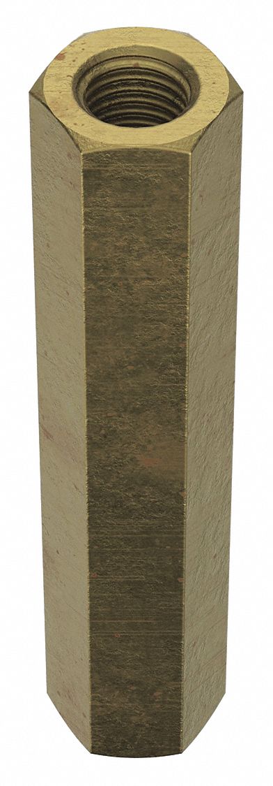 Coupling Nut: Zinc-Plated, Grade 2, Steel, 7/8"-9 Thread, 1 3/8 in Hex Wd, 7 in Lg