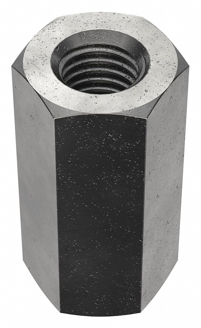 Coupling Nut: Plain, Grade 2H, Steel, 5/8"-11 Thread, 1 1/16 in Hex Wd, 2 1/8 in Lg