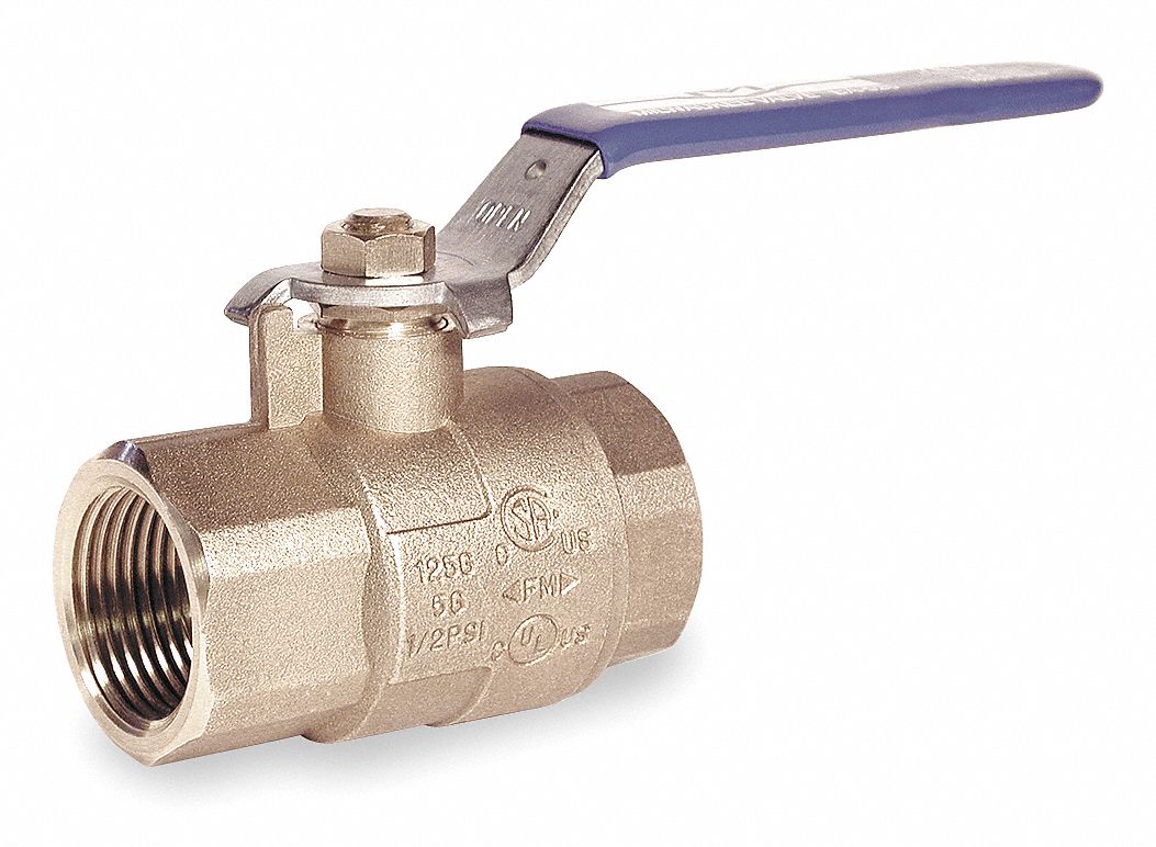 MILWAUKEE VALVE Ball Valve, Brass, Inline, 2Piece, Pipe Size 1 1/2 in