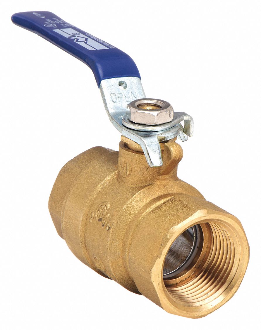 MANUAL TWO-WAY BALL VALVE: ⅜ IN, BRASS, STRAIGHT, FNPT X FNPT, FULL PORT BALL PORT