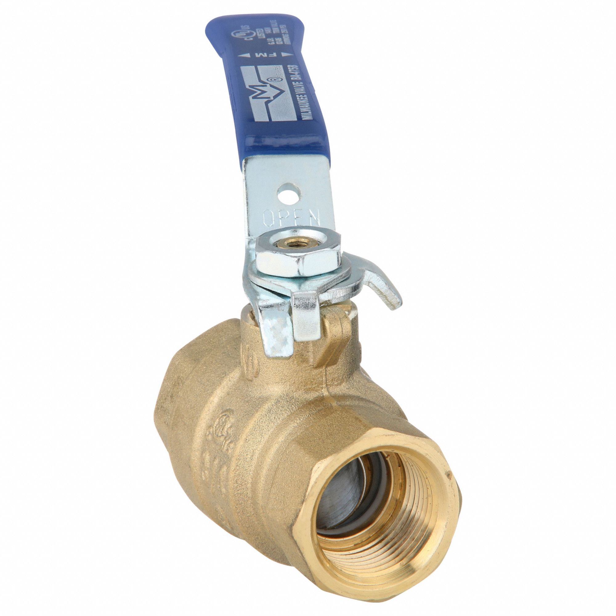 Manual Two-Way Ball Valve: 3/4 in, Brass, Straight, FNPT x FNPT, Full Port Ball Port