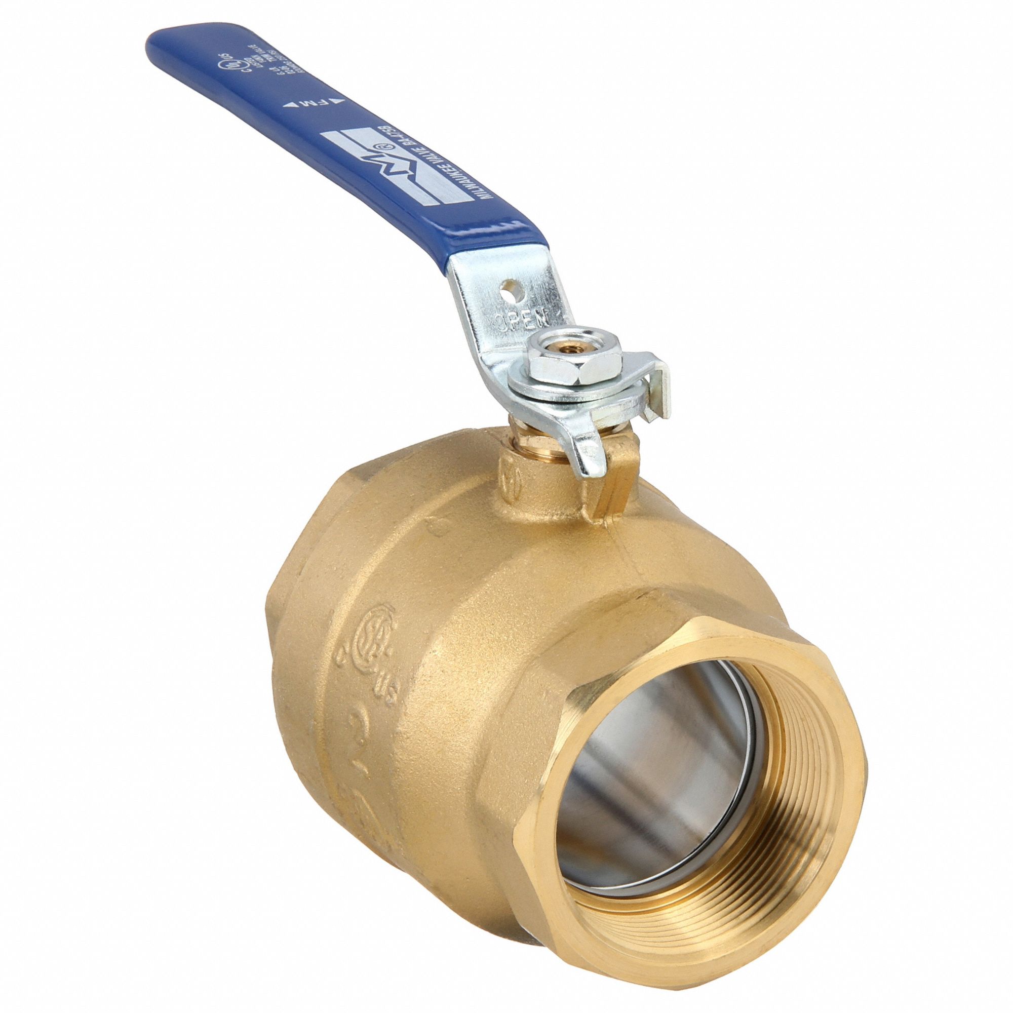 Manual Two-Way Ball Valve: 2 in, Brass, Straight, FNPT x FNPT, Full Port Ball Port