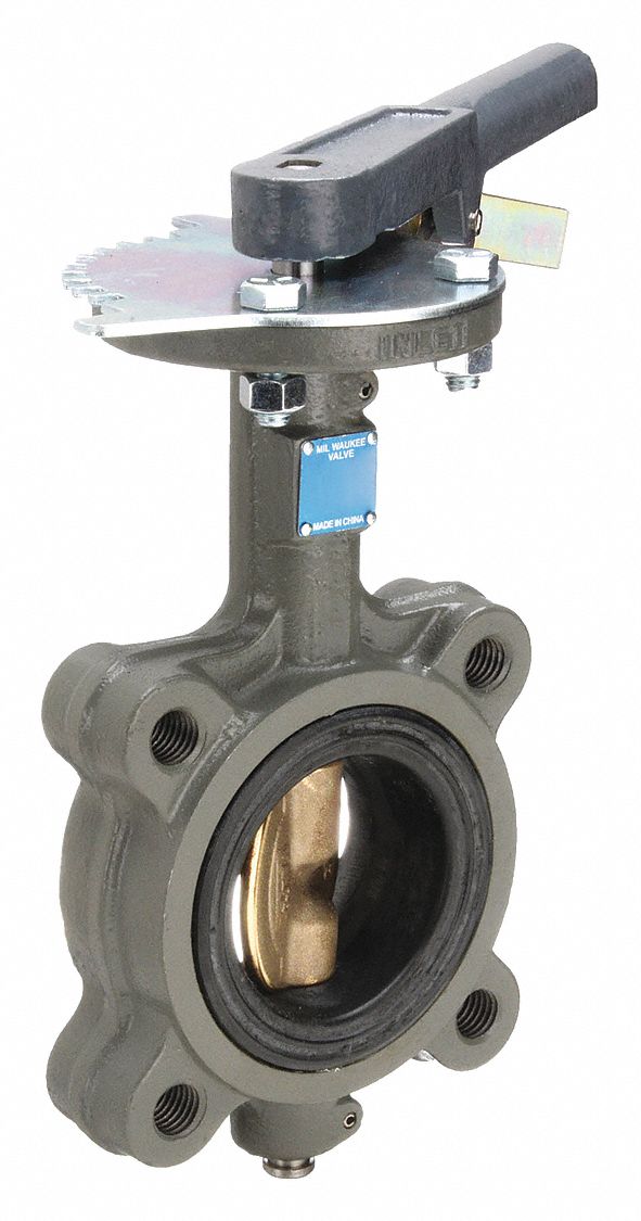 Butterfly Valve: 3 in Pipe Size, Concentric, 200 psi Max. Pressure (CWP), Lug, EPDM