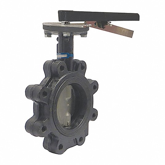 Butterfly Valve: Lug Style, Ductile Iron, 8 in Pipe Size, Lever Handle