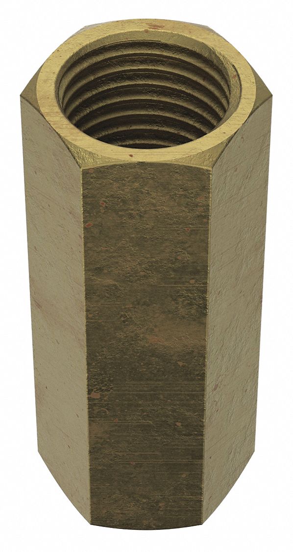 Coupling Nut: Zinc-Plated, Grade 2, Steel, M16x2.00 Thread, 13/16 in Hex Wd, 2 1/8 in Lg