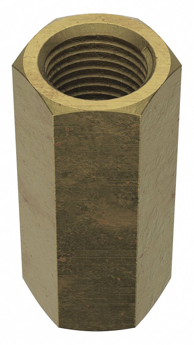 Coupling Nut: Zinc-Plated, Grade 2, Steel, M20x2.50 Thread, 1 in Hex Wd, 2 1/4 in Lg