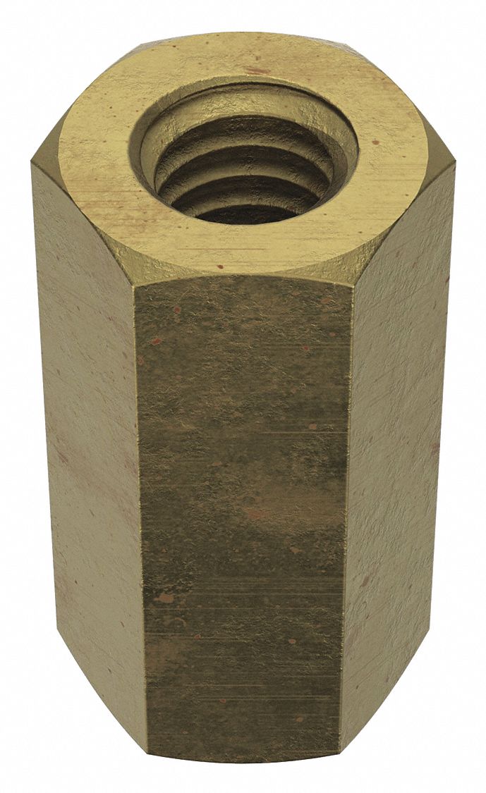 Coupling Nut Reducer: Grade 2, Steel, 5/16"-18 Thread Size A, 1/4"-20 Thread Size B, 1 in Lg, 10 PK
