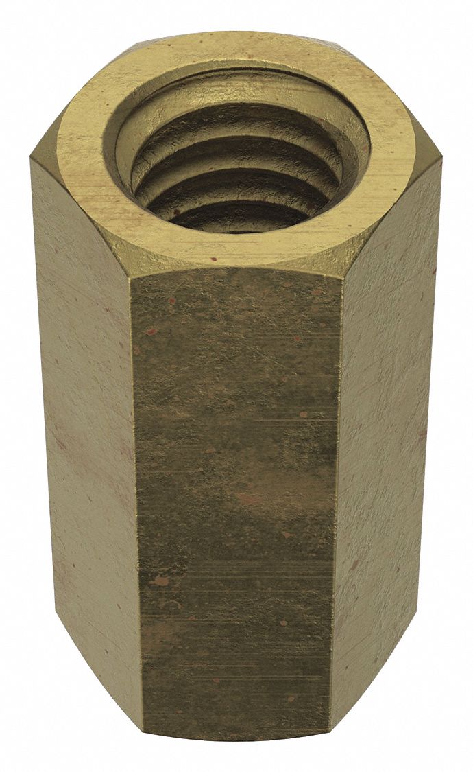 Coupling Nut Reducer: Grade 2, Steel, 3/8"-16 Thread Size A, 5/16"-18 Thread Size B, 1 in Lg, 10 PK