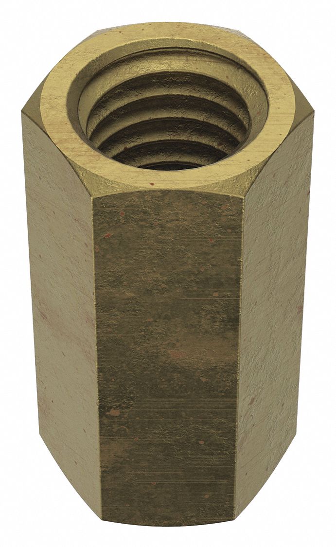 Coupling Nut Reducer: Grade 2, Steel, 1/2"-13 Thread Size A, 1/4"-20 Thread Size B, 10 PK