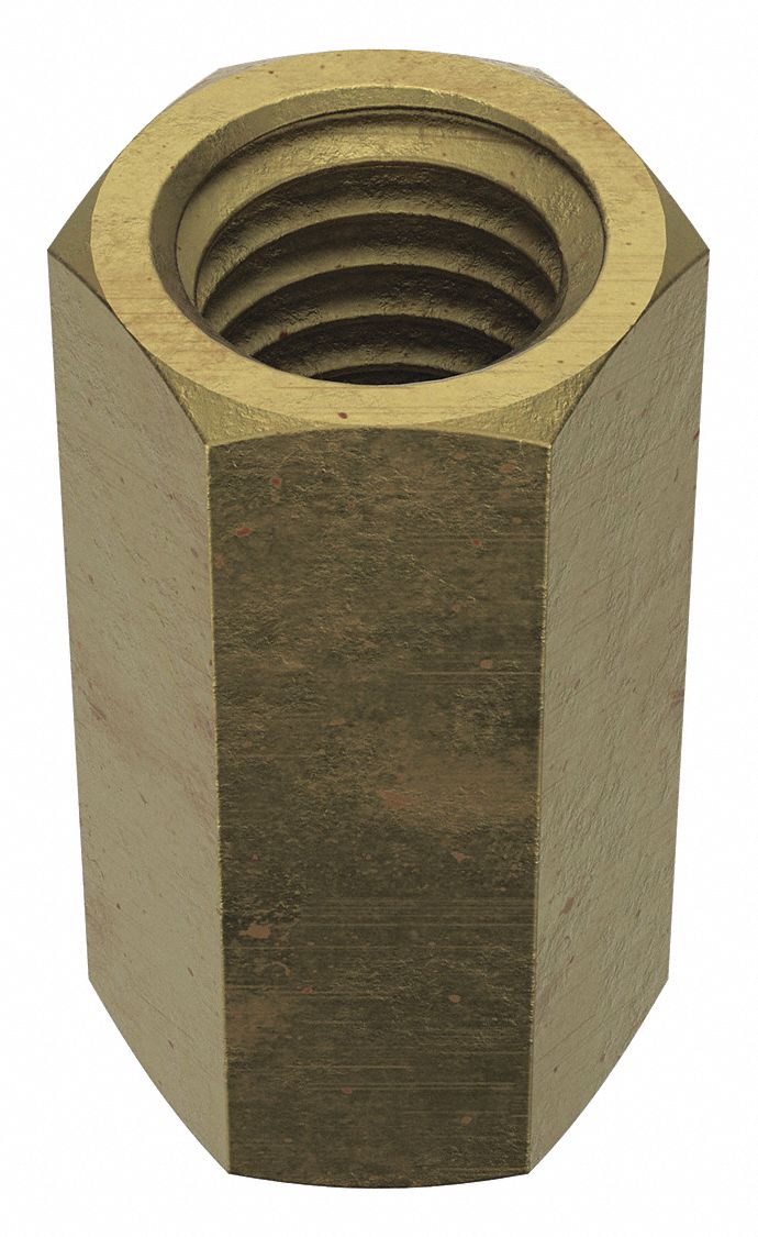 Coupling Nut Reducer: Grade 2, Steel, 1/2"-13 Thread Size A, 3/8"-16 Thread Size B, 10 PK