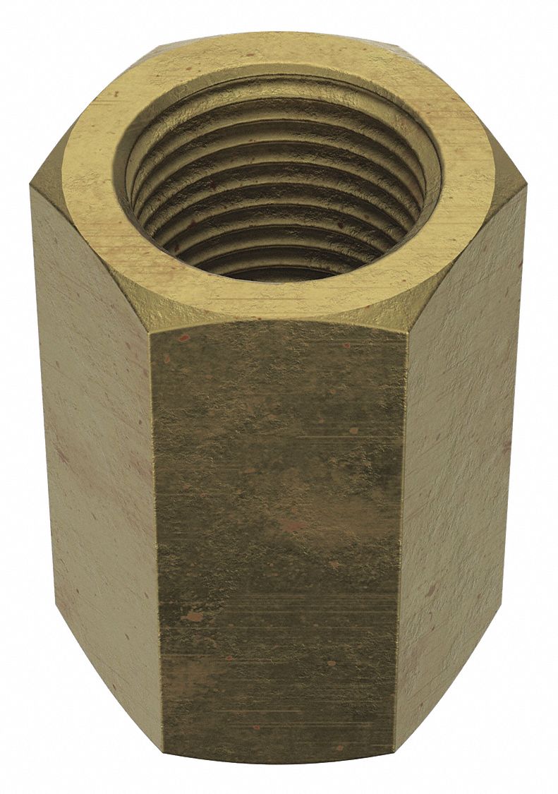 Coupling Nut Reducer: Grade 2, Steel, 5/8"-11 Thread Size A, 3/8"-16 Thread Size B, 10 PK